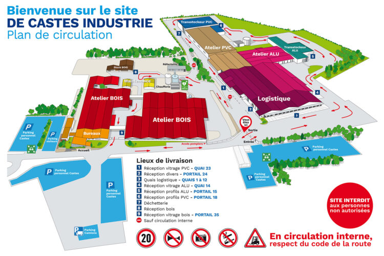 Plan de circulation - Menuiserie Castes Industrie | Villefranche-de-Rouergue (Aveyron)