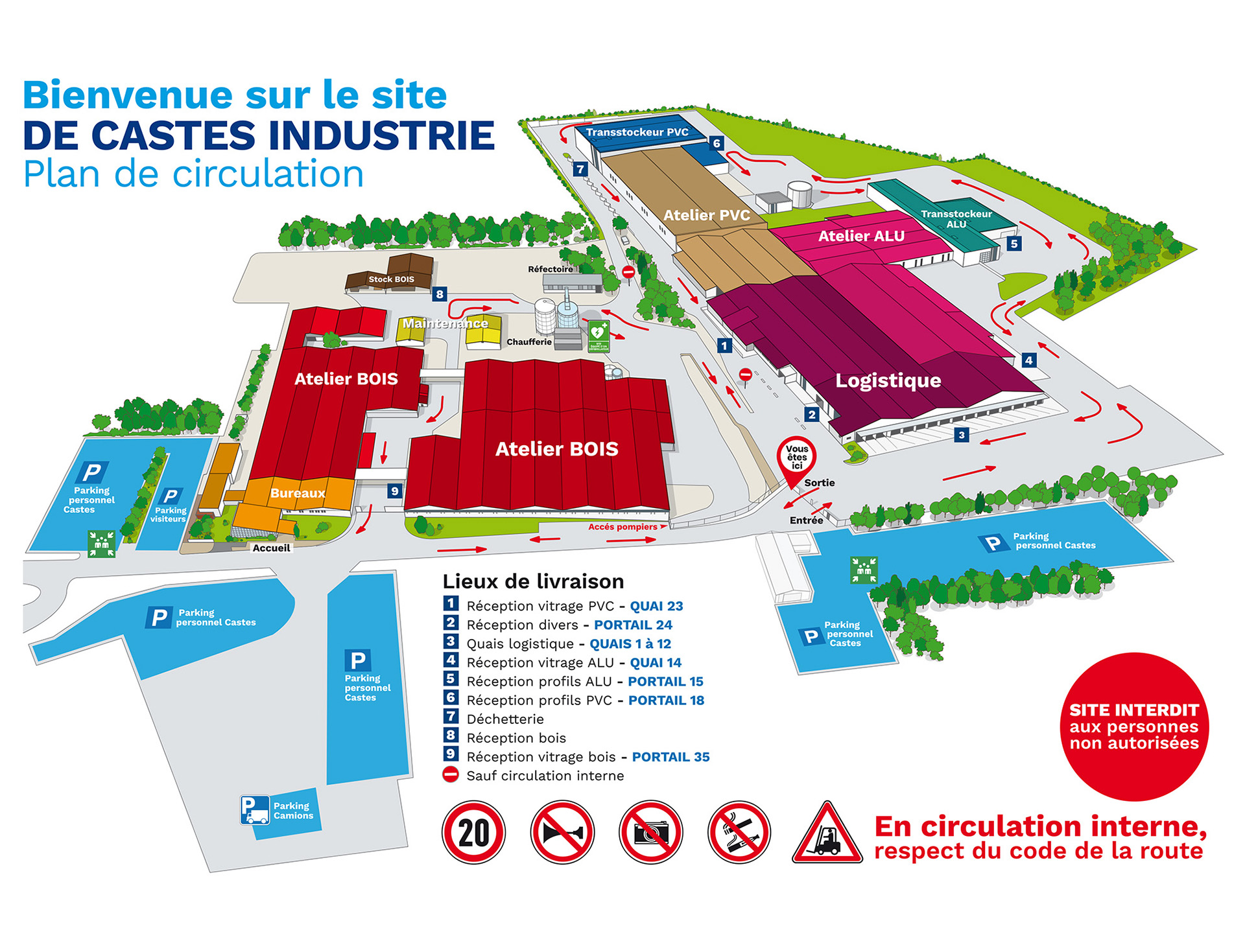 Plan de circulation - Menuiserie Castes Industrie | Villefranche-de-Rouergue (Aveyron)