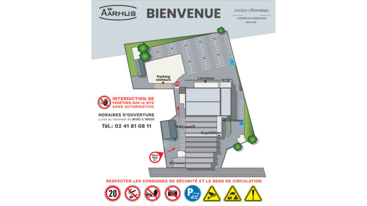 Panneau de signalisation personnalisé et plan de circulation - Aarhus (Mauges-sur-Loire)