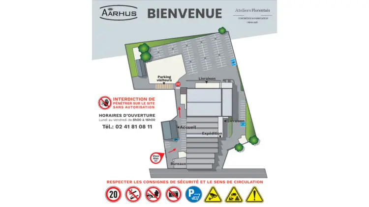 Panneau de signalisation personnalisé et plan de circulation - Aarhus (Mauges-sur-Loire)