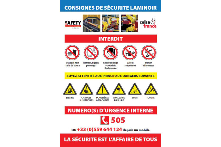 Panneau consignes de sécurité entreprise - Celsa France