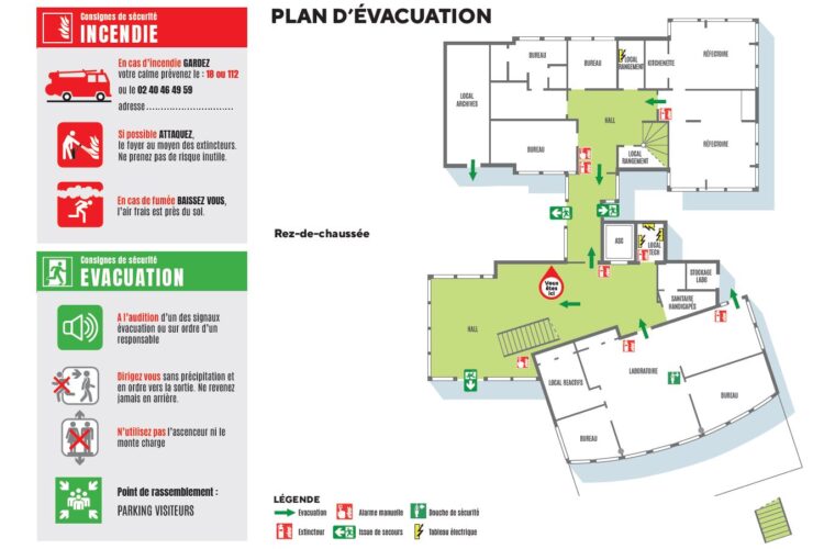 Plan d'évacuation incendie - Création par Com'un panneau