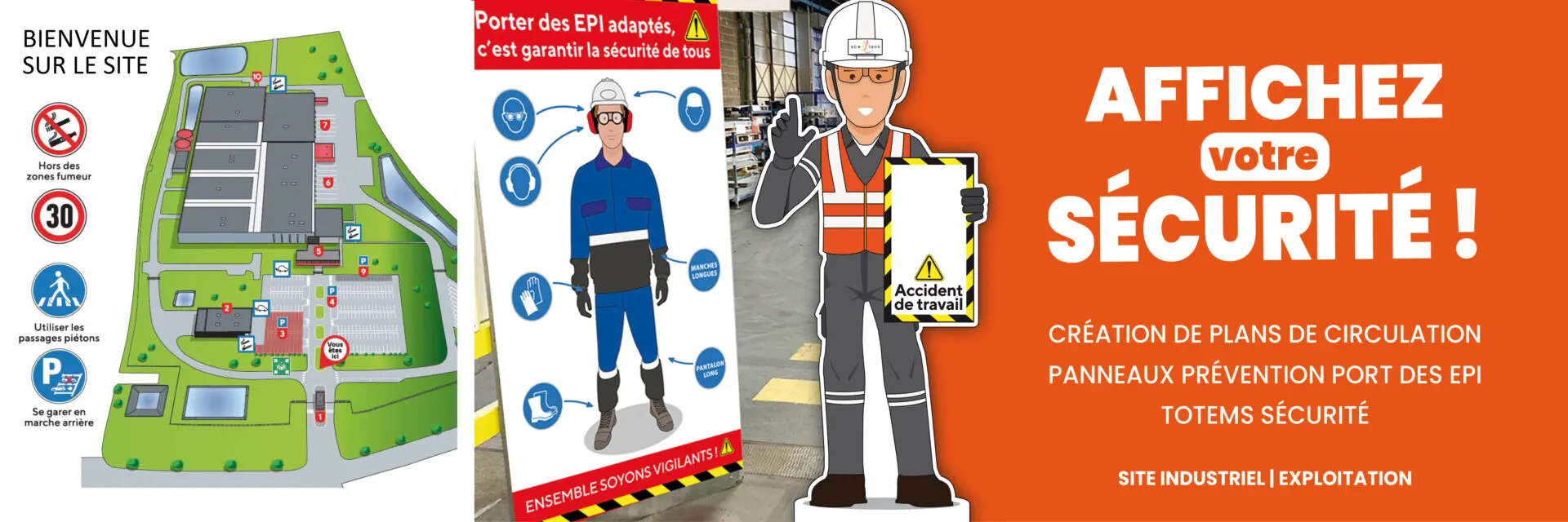 Com'un Panneau - Affichez votre sécurité ! Création de plans de circulation, panneaux prévention port des EPI et totems sécurité