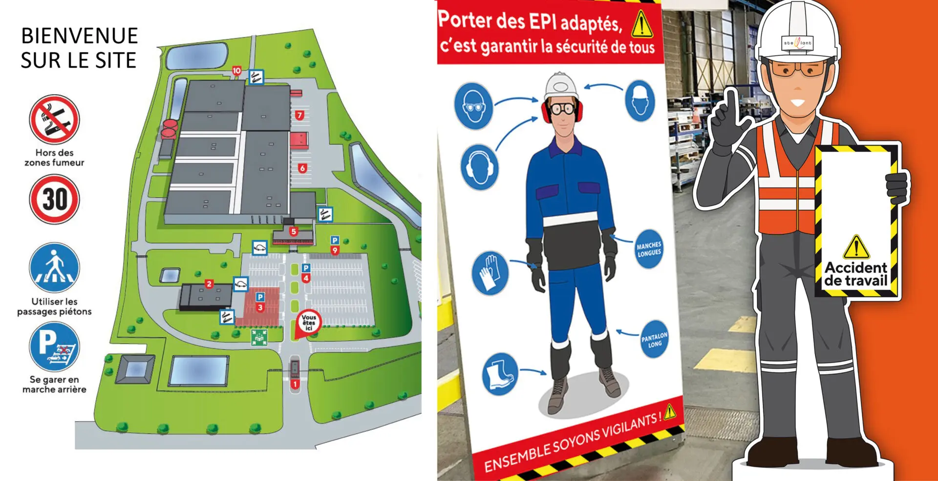 Com'un Panneau - Création de plans de circulation, panneaux prévention port des EPI et totems sécurité