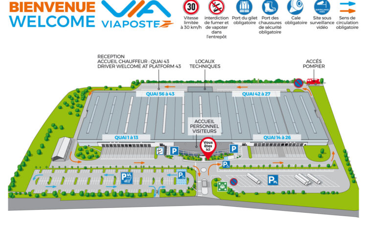 Plan de circulation pour le site VIAPOSTE filiale du groupe LAPOSTE